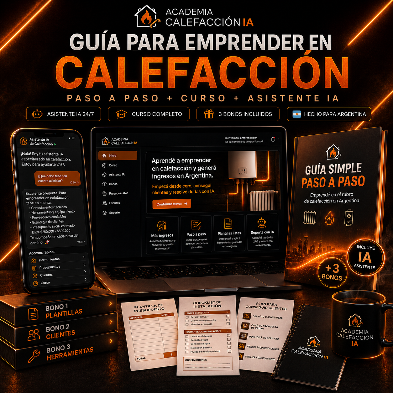 Guia para Emprender en Calefaccion- Curso completo + Asistente IA + Bonos